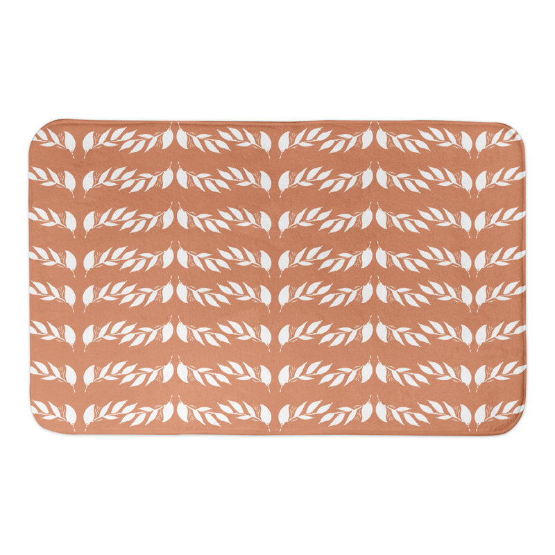 Tapis de bain feuilles orange