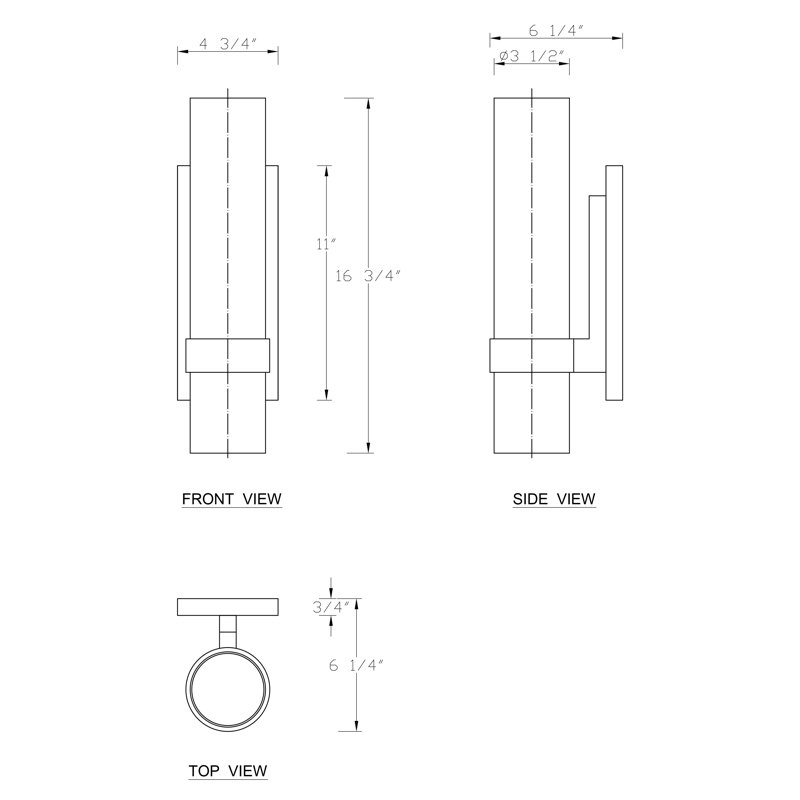 16,75 po Applique murale de salle de bain 1 lumière noire avec cylindre en verre transparent (paquet de 2)