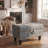 28.5'' Wide Tufted Linen Storage Ottoman with Nailhead Trim - Gray