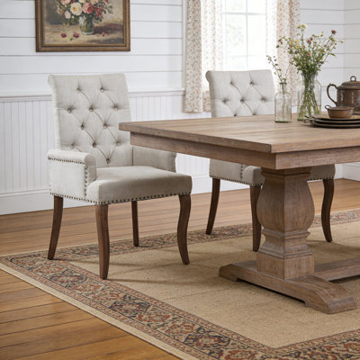 Chaise parsons capitonnée en chenille avec accoudoirs et garniture cloutée, 1 pièce