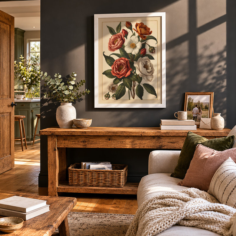 Classical Study Botanical - Framed Print, A4 - 29.7 x 21.0 cm, White
