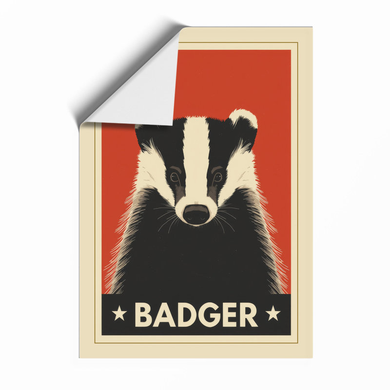 Badger Portrait Retro - Print, Unframed, A4 - 29.7 x 21.0 cm