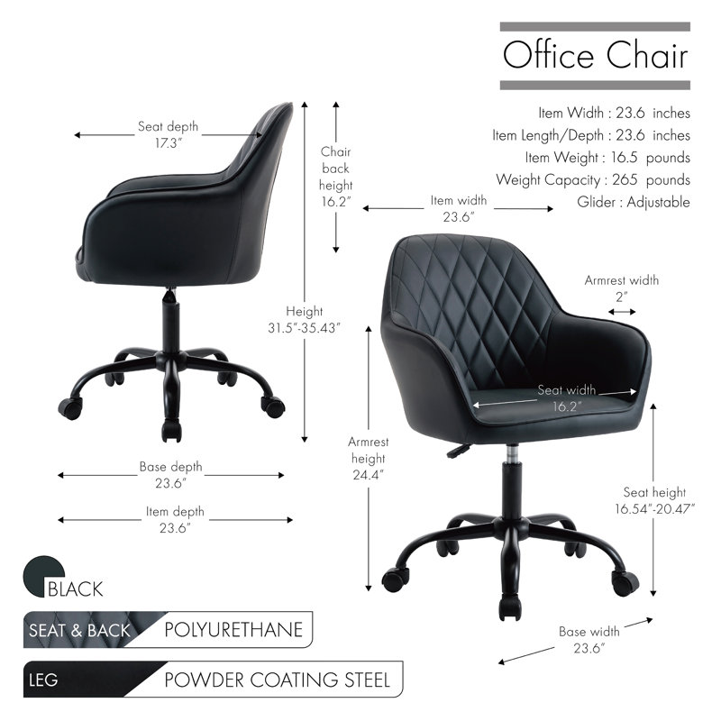 Chaise de bureau Azen, Noir