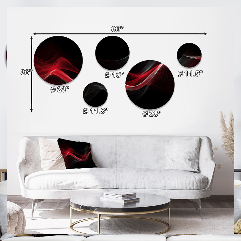 Décoration murale abstraite rouge et noire Contemplative III - Modern Waves