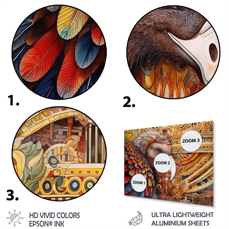 Vibrant Eagle Intricate Carvings Metal Wall Art Set