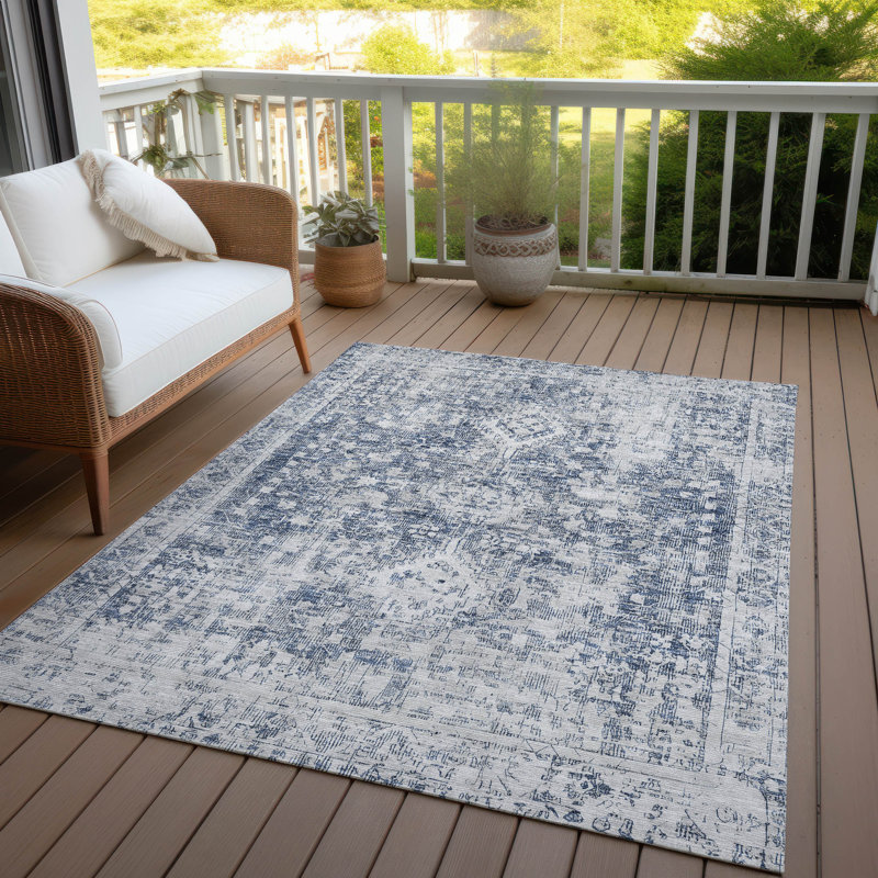 Tapis intérieur / extérieur bleu marine Lurea, 9 pi x 12 pi