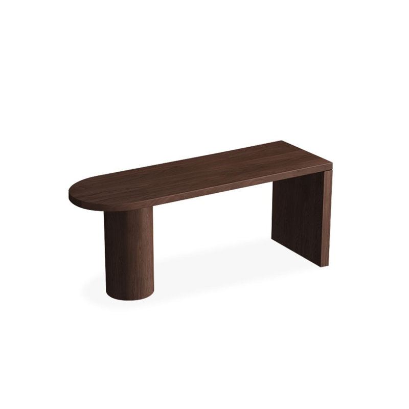 Walnut Half-circle Solid Wood Writing desk, 29.53" H x 62.99" W x 23.62" D, Walnut