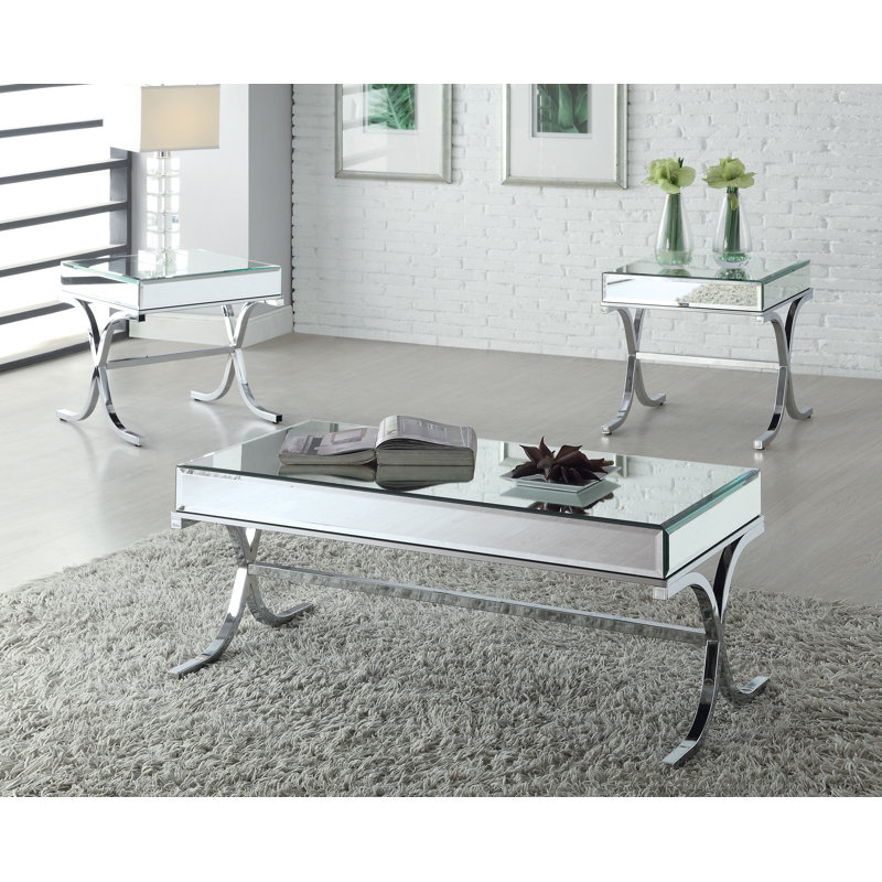 Coffee Table, Mirrored & Chrome