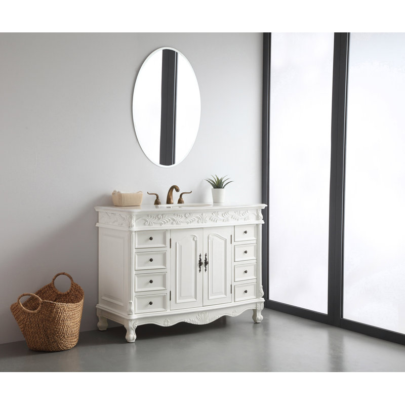 Mariella 48'' Single Bathroom Vanity with Top, Antique White, Ivory White
