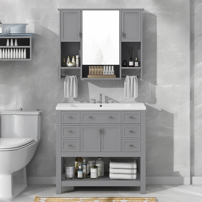 Armoire de salle de bain Tenara, Gris