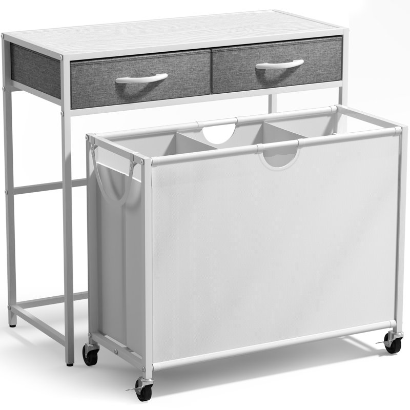Commode à 3 tiroirs avec roulettes et 2 tiroirs Sorbus, blanc / gris, Blanc / Gris