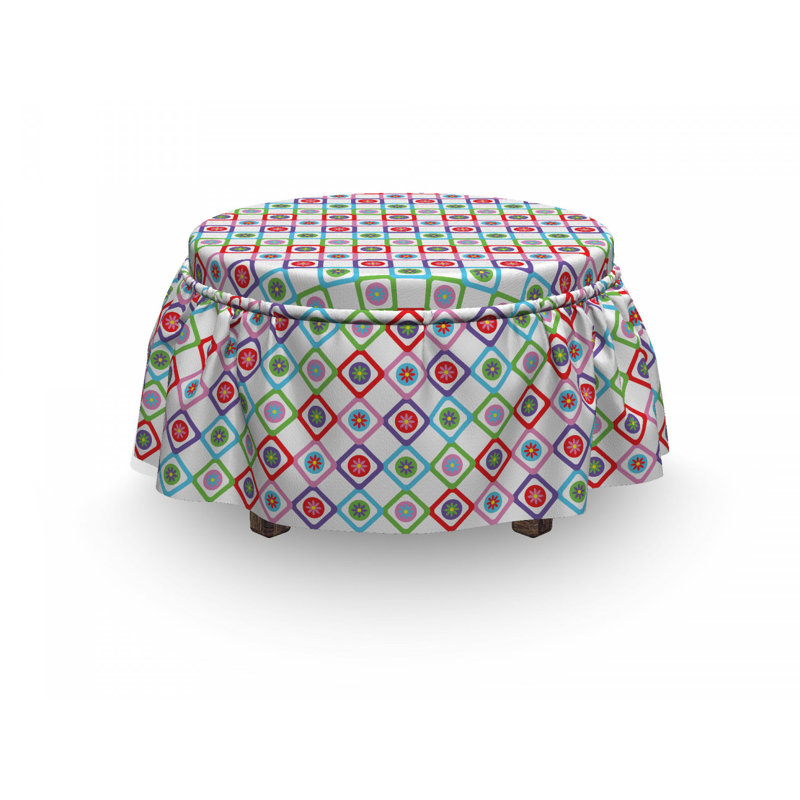 Ensemble de housse pour repose-pieds à coussins carrés 2 pièces floral square