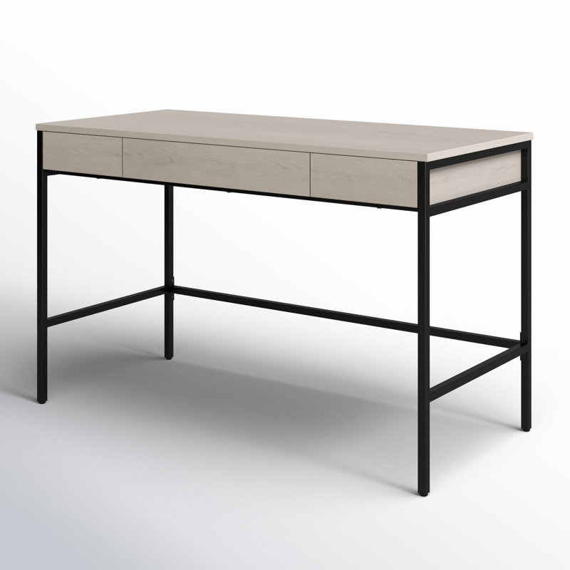 Bureau d'écriture Mid-Century à 47 tiroirs 47,75 po, Aulne blanc