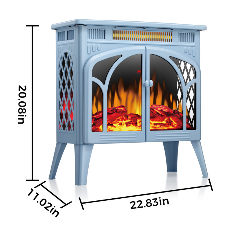  Cowsar Infrared Freestanding Portable Electric Fireplace Stove Heater With Remote,Timer,Adjustable Brightness And Speed,Double Doors