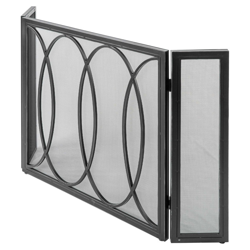 Pare-étincelles 3 panneaux Parisian, Noir mat
