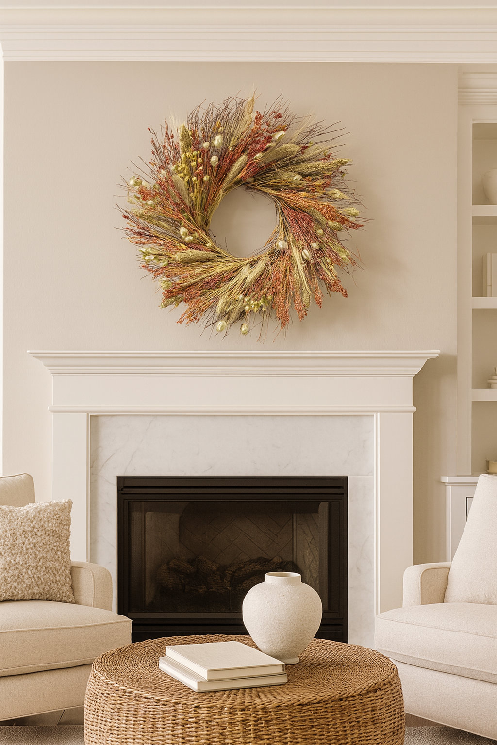 22" Handcrafted Nigella Wreath