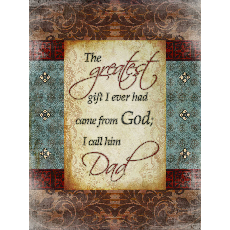 «Greatest Gift Dad», art textuel sur toile tendue, H 16 po x l 12 po