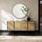 Metal-Framed Beaded Wall Mirror ,Circular Accent Mirror in Silver.-1200403371-1200403377