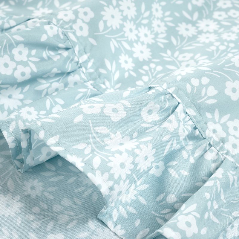 Garden Of Flowers Microfiber Sheet Set, Blue, King Coverlet + 5 Additional Pieces