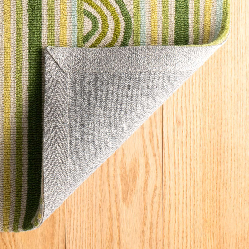 Button Olive Hand Micro Hooked Wool Rug, Rectangle 7'6" x 9'6"
