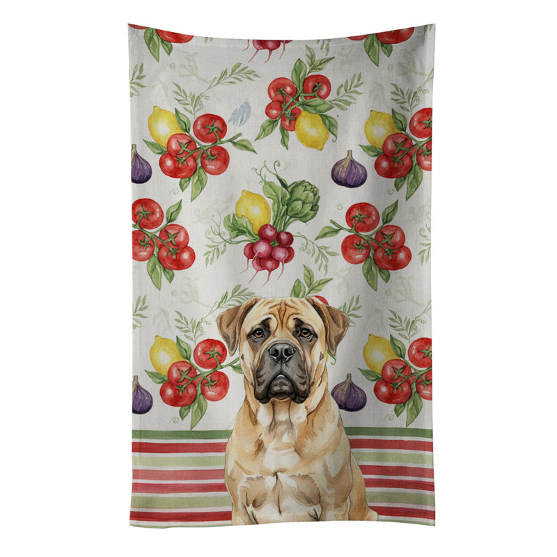 Bullmastiff Vegetables Kitchen Towel, Bullmastiff