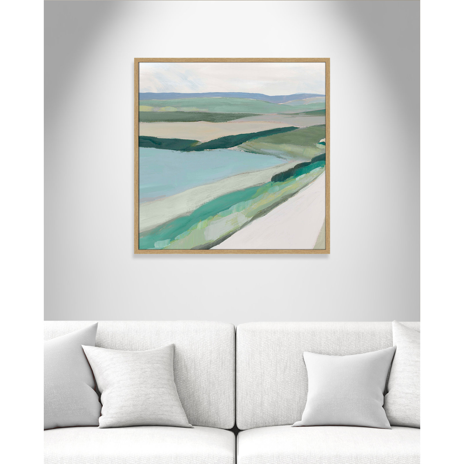 Wolfdale "Fields of Green I" Print by Ian C, 32" H x 32" W x 1.25" D, Natural Framed