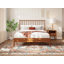Lit plateforme en bois de bambou massif avec tête de lit haute de 46,5 po, cadre de lit bohème avec lattes de bois et support en métal, style Mid-Century moderne, aucun sommier tapissier requis-248479713-248479719