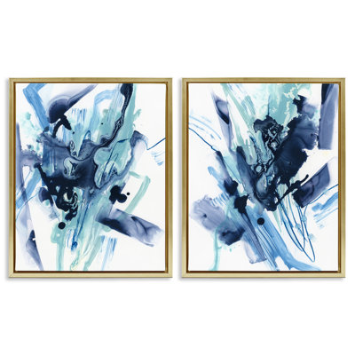«Abstract Blue Splash», ensemble de 2 toiles flottantes encadrées par June Erica Vess