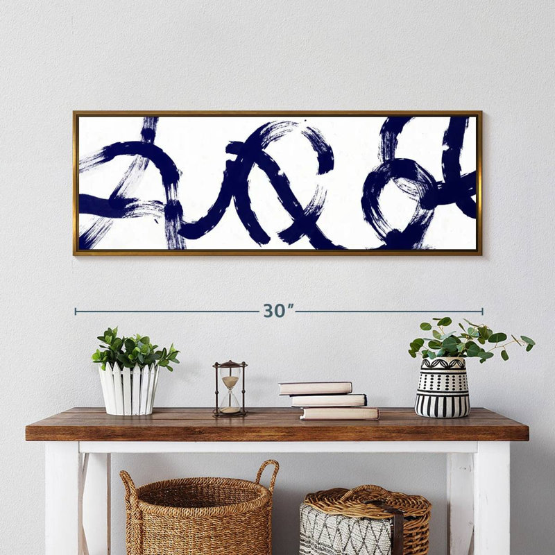 Coups d'un bleu profond, Cadre flottant doré, 31" X 11"