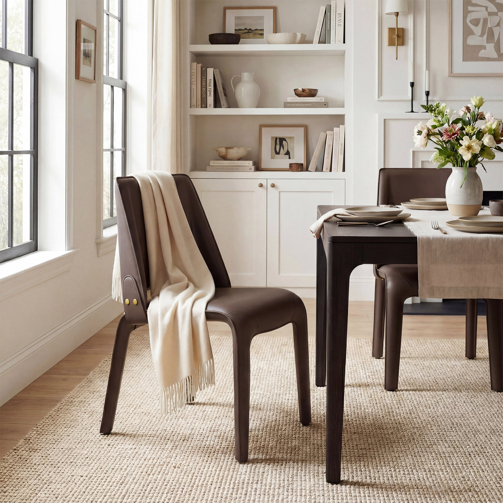 Vannes Vegan Leather Dining Chair, 1, Brown, No Assembly Needed