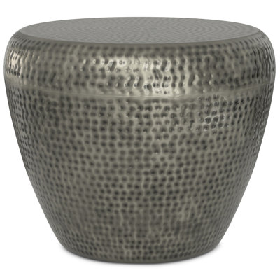 Preston 22"W Metal Modern Industrial End Table with Drum Design and Textured Finish by Simpli Home