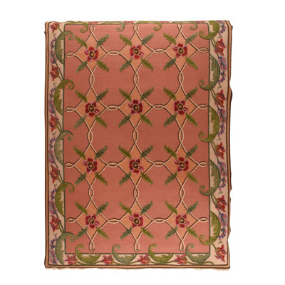 Wool Floral Area Rug in Red