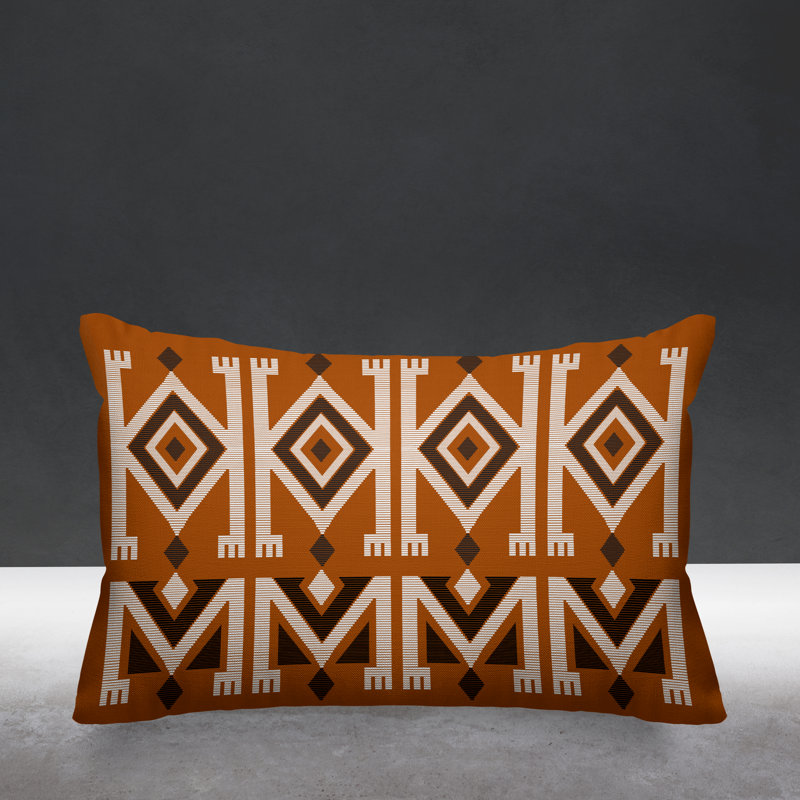  Housse de coussin rectangulaire pour l'extérieur Tribal, Orange brûlé