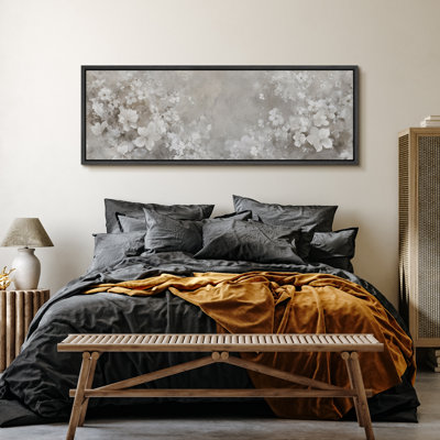 Neutral Floral Bloom Large Framed Canvas Print Wall Art for Elegant Modern Decor