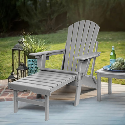 Azur Plastic Folding and Adjustable Adirondack Chair with Ottoman