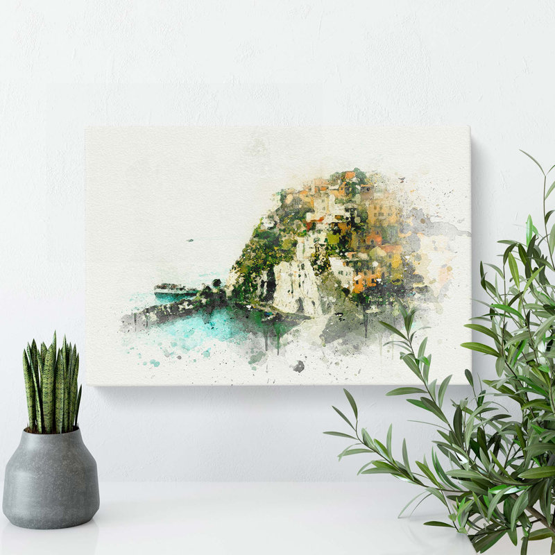 Manarola in Italy in Abstract - Wrapped Canvas Painting Print, 40cm H x 60cm W x 3cm D