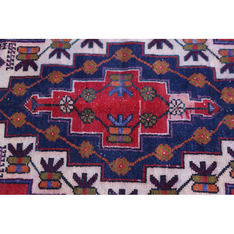 Tapis turc rouge fait à la main avec des motifs kilim anatoliens rétro, idéal pour un décor nomade dans de grands espaces
