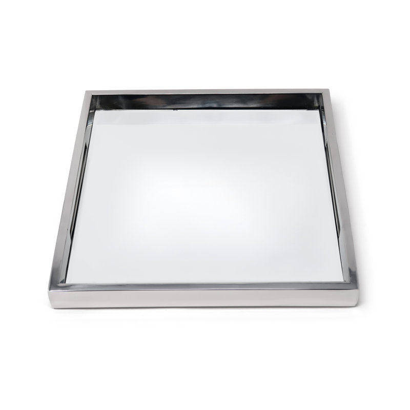 Plateau à miroir carré -, Argent argent, L 12 po x l 12 po x H 1,25 po