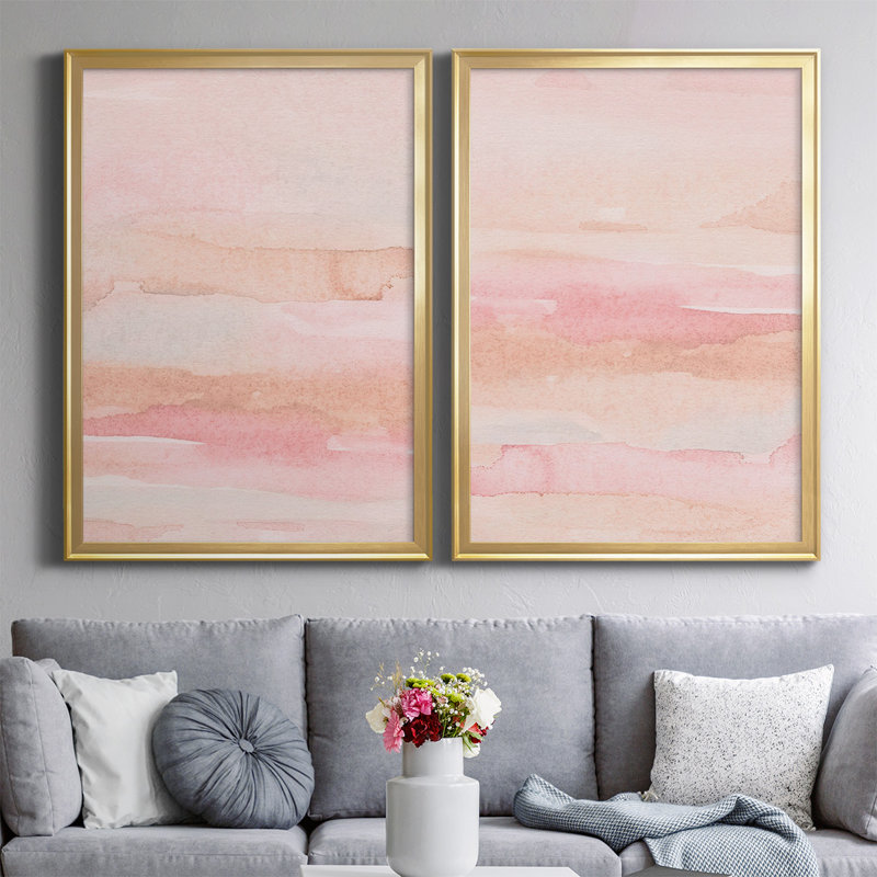 «Rose Fade I», toile encadrée de qualité supérieure - prête à être accrochée, Or, H 42,5 po x l 61 po