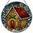 12"H Gingerbread House Stained Glass Window Panel