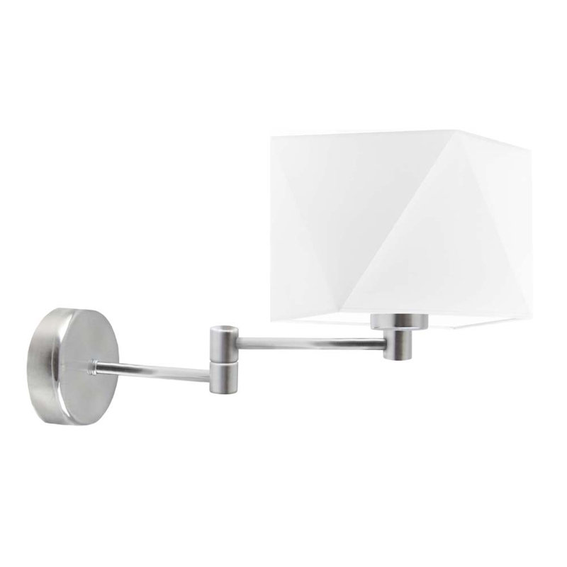 Ayannah Armed Sconce, Brushed Steel, White
