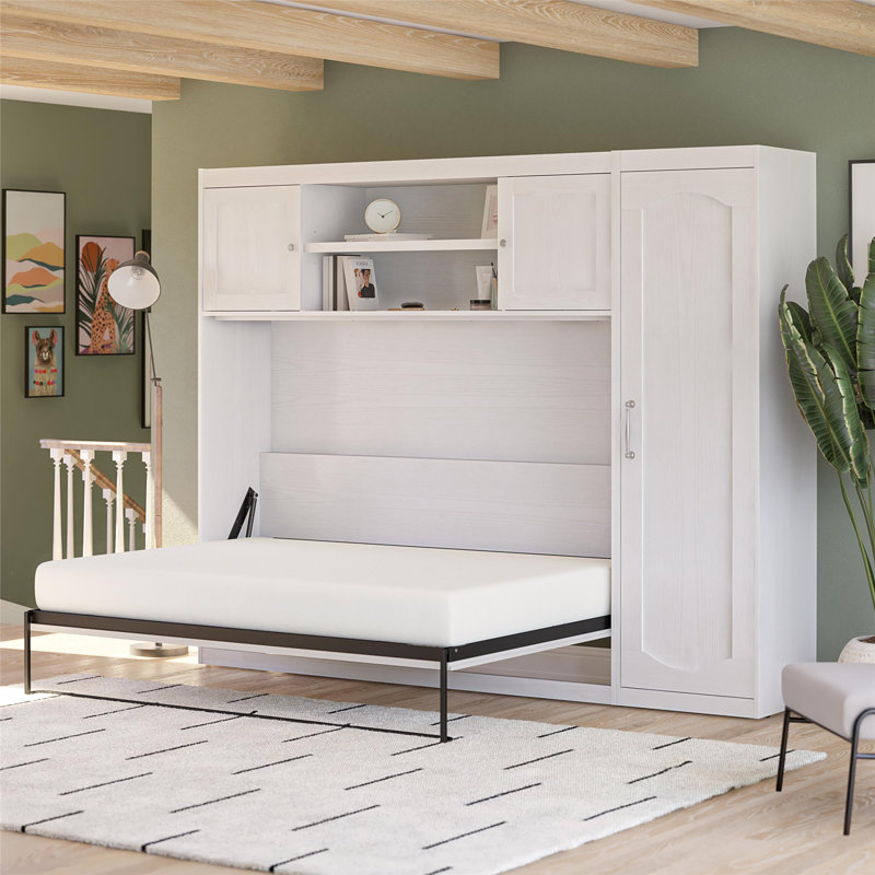 Her Majesty Murphy Storage Bed with 1 Side Cabinet, White