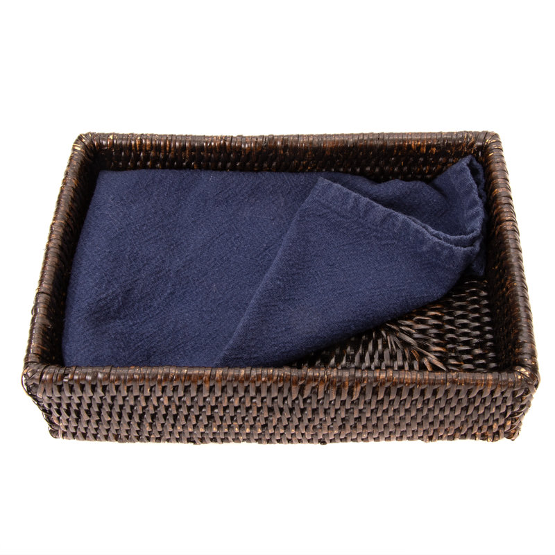 Grande serviette d'invité en rotin Cynda - Porte-serviette rectangulaire, Noir Tudor, H 2,5 po x l 9 po x P 6 po