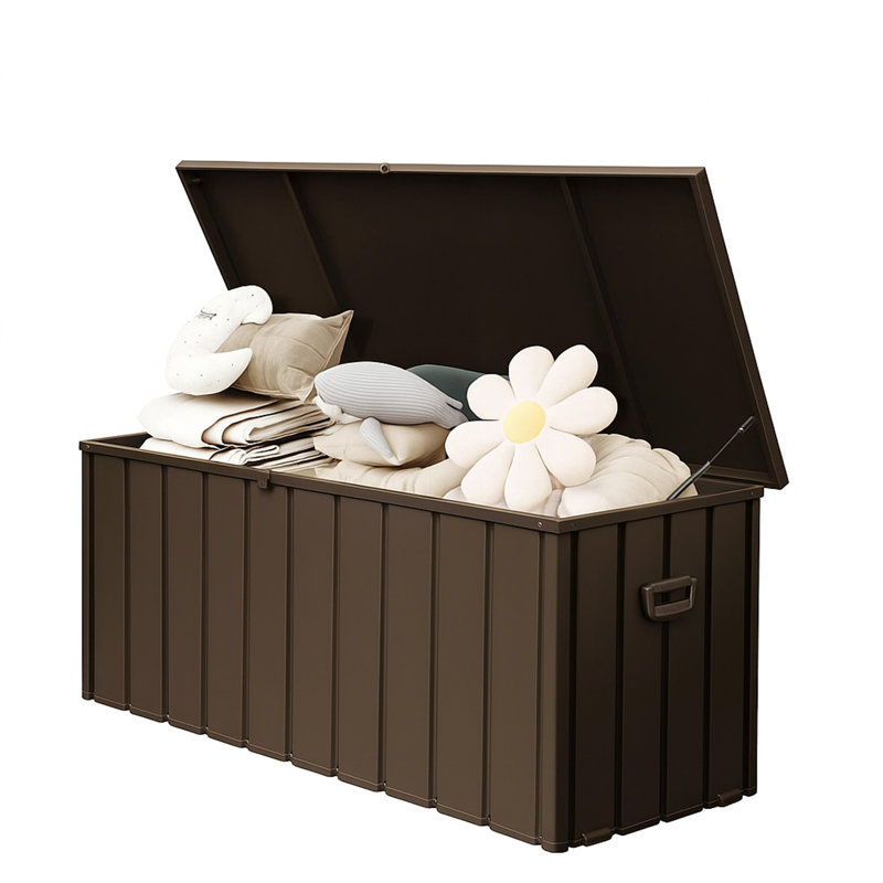 Coffre de terrasse en métal 190 gallons, Marron foncé