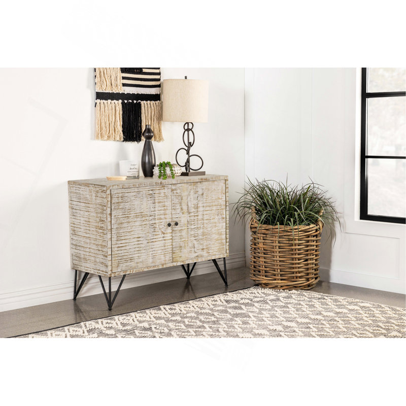 Eileen White Washed 2-Door Wood Storage Accent Cabinet, White