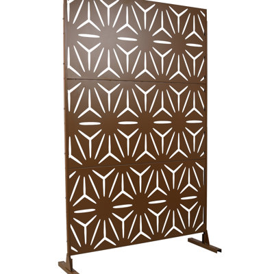 Écran d'intimité en métal Ps104 - brun, 76 po 48 po, autoportant pour patio Ps104, écran de jardin 48 po 76 po, brun pour l'extérieur et l'intérieur, rouille