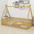 Modern Tent-Shaped Teepee Floor Bed With Guardrails, Slats And Door-440176187-440176184