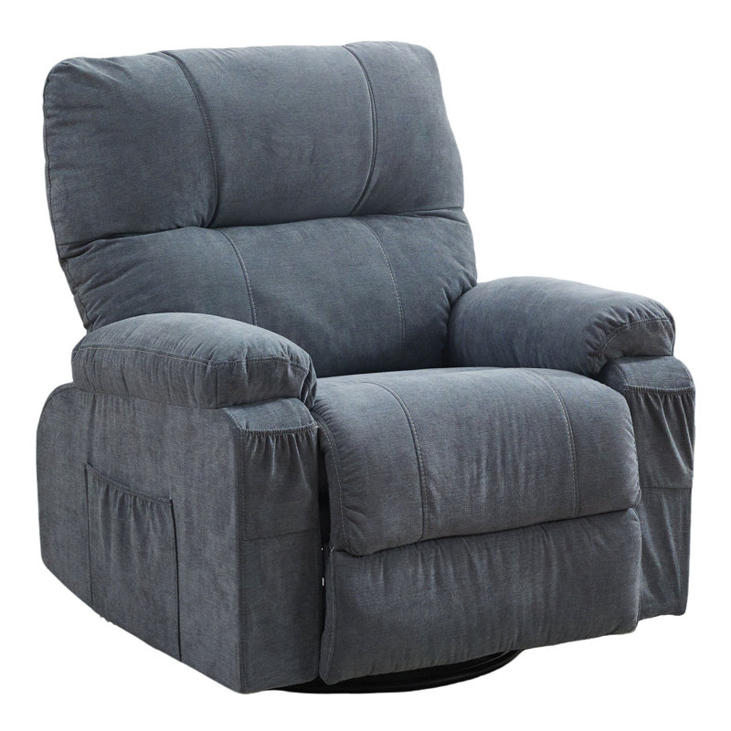Swivel Recliner Chair, Blue Linen
