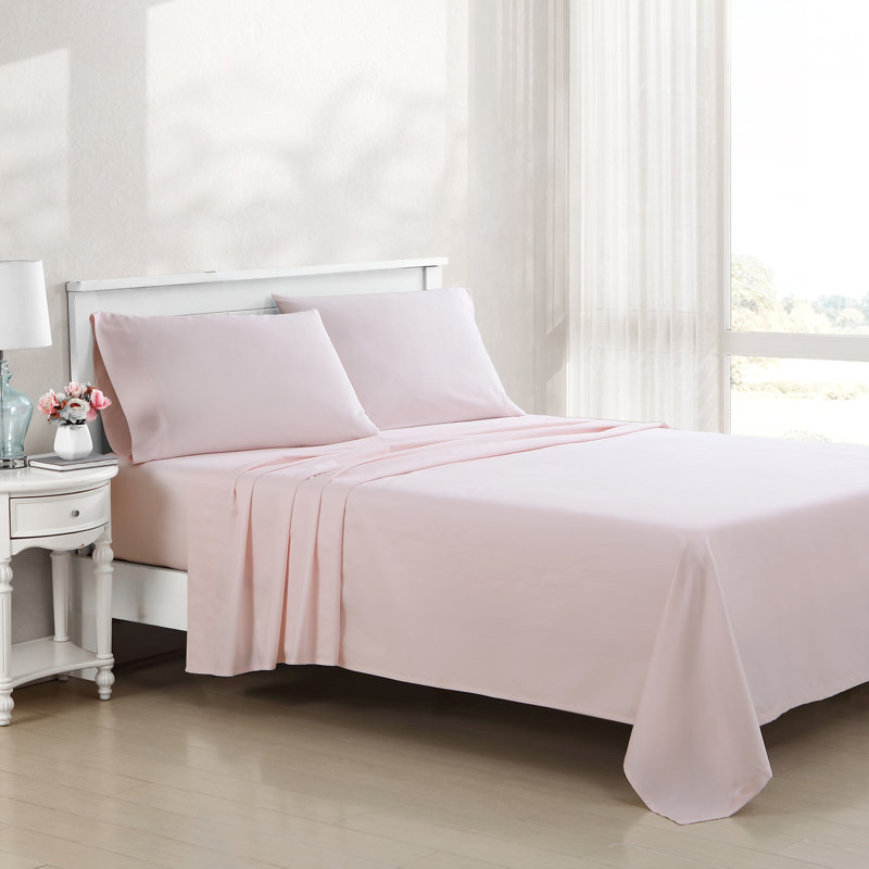 Queen Pink Cotton Polyester Deep Pocket Sheet Set