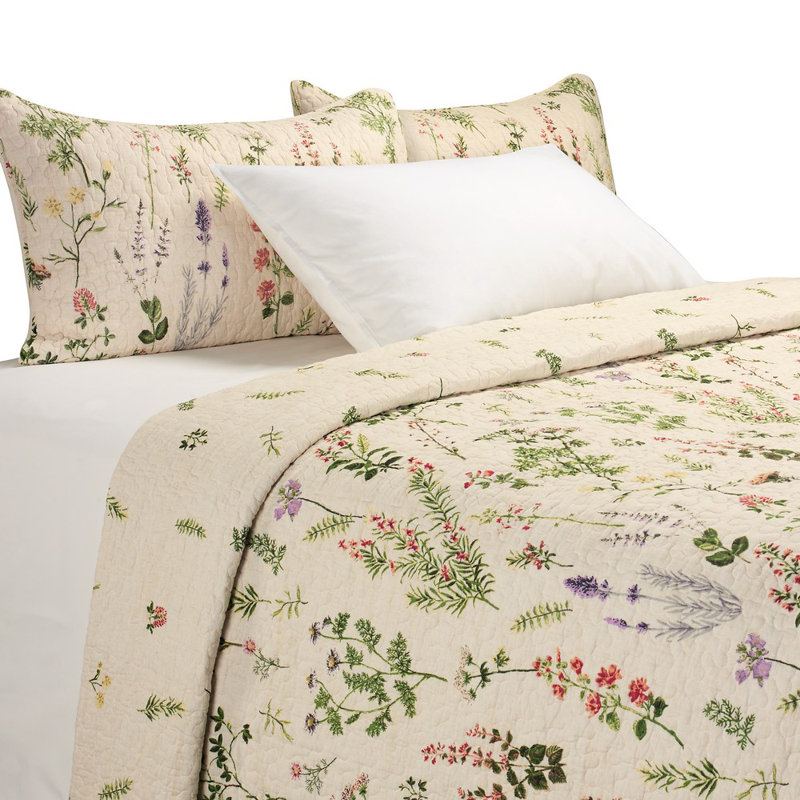 Cotton No Floral Quilt, King Quilt + 2 King Shams